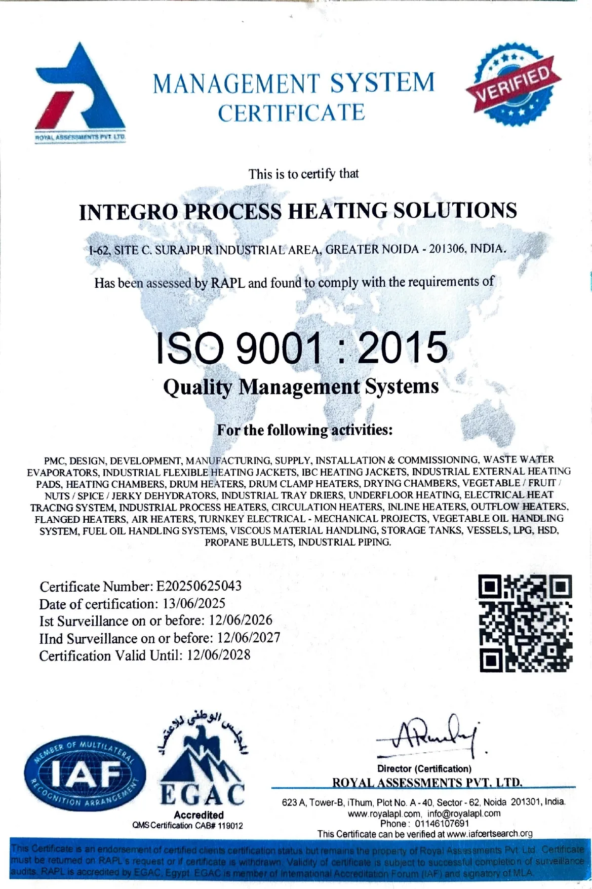 ISO Certification - Integro Process Heating Solutions